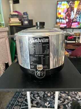 Vintage Sunbeam CF Aluminum Slow Cooker Deep Fryer Basket Lid 50s 1952 (WORKING)